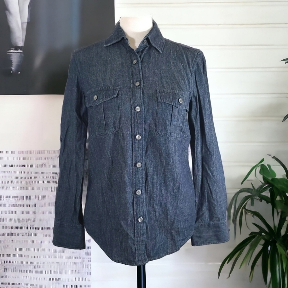 J. Crew The Perfect Shirt Women's Button Down Long Sleeve Jean Shirt Size XS P